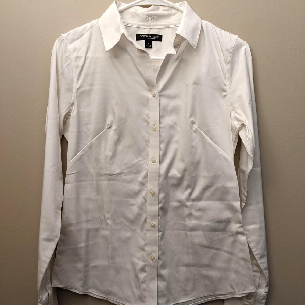 Banana Republic Womens Long Sleeve Button Down Size 4 White
